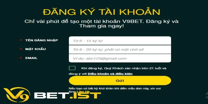 Hướng dẫn các bước đăng ký V9bet